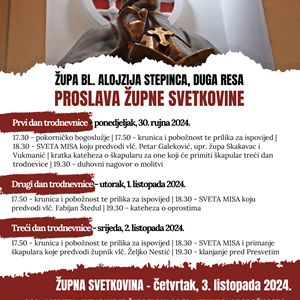 Prvi dan trodnevnice uoči proslave župne svetkovine bl. Alojzija Stepinca u Dugoj Resi